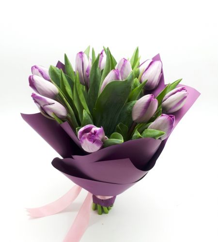 Bukiet "Fioletowe tulipany w papierze" mini