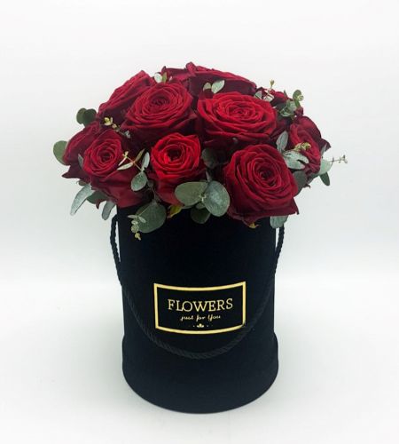 Box kwiatowy "Róża z eukaliptusem"