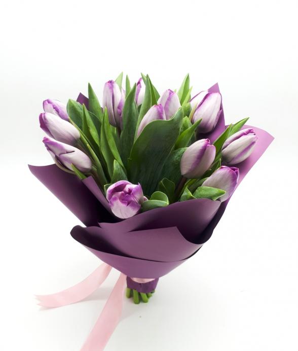 Bukiet "Fioletowe tulipany w papierze" mini