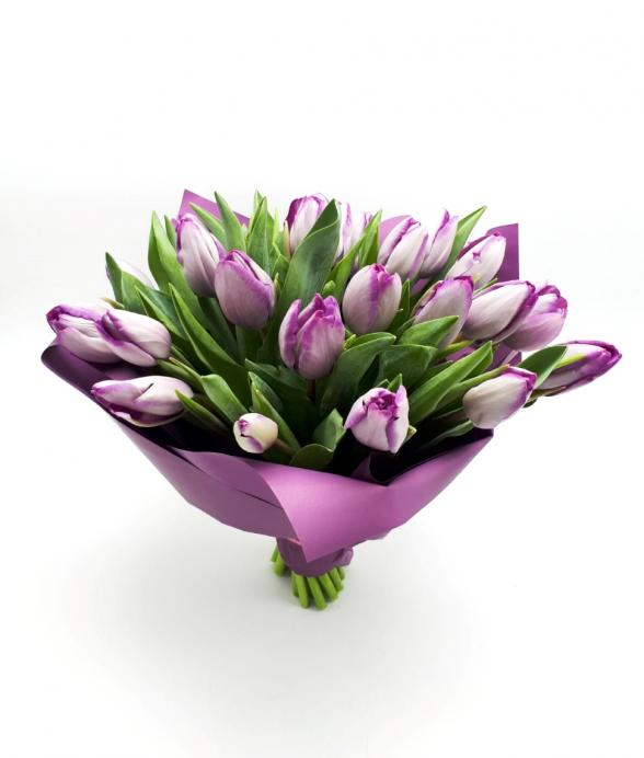 Bukiet "Fioletowe tulipany w papierze" midi