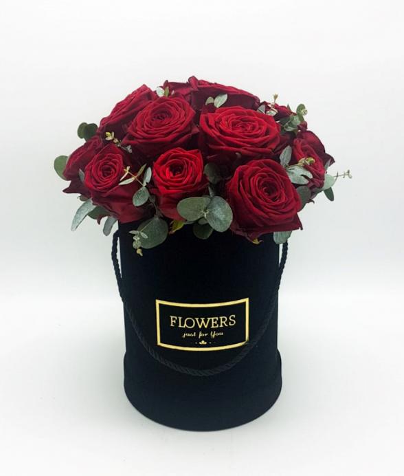 Box kwiatowy "Róża z eukaliptusem"